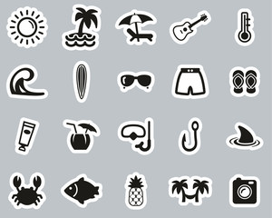 Tropical Lifestyle Icons Black & White Sticker Set Big