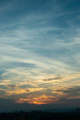 twilight sunset sky above the city