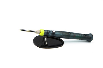 Gas soldering iron equipment on stand isolated on white background