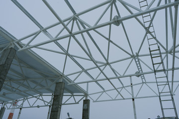 Fototapeta premium metal frame for the roof of the hangar