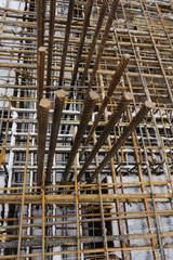 mesh made of metal reinforcement prepared for concrete filling