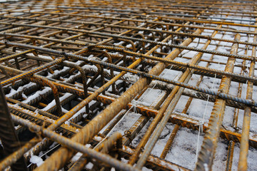 mesh made of metal reinforcement prepared for concrete filling