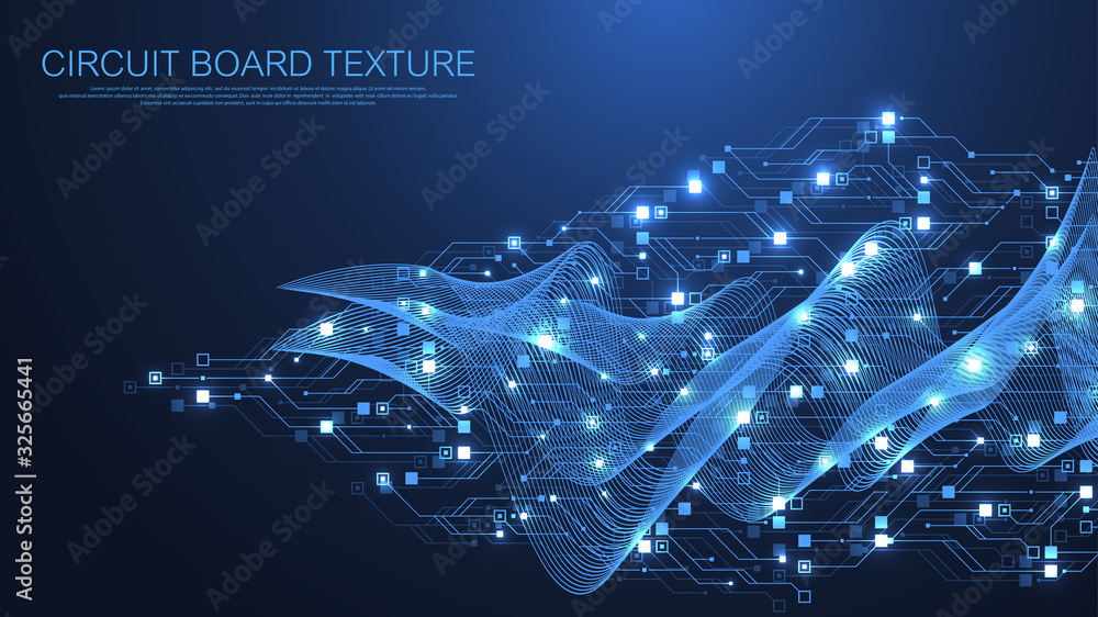 Leinwandbilder Technology abstract circuit board texture background. High-tech futuristic circuit board banner wallpaper. Digital data. Engineering electronic motherboard. Minimal array Big Data Vector illustration