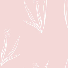 Seamless pattern - floral pink and white