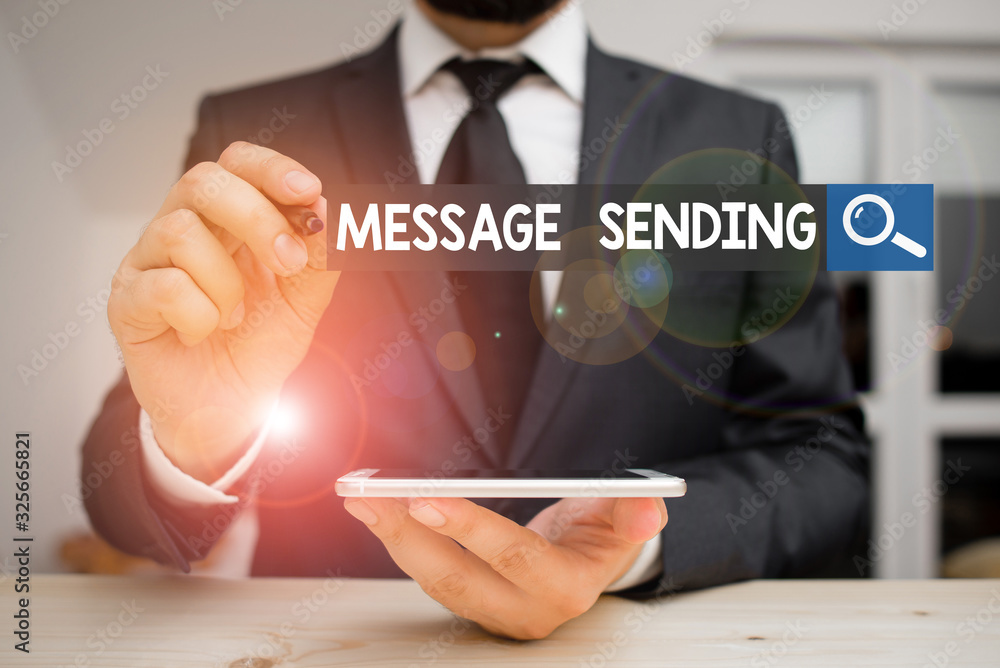 Aufkleber conceptual hand writing showing message sending. concept meaning to convey or communicate one s is f