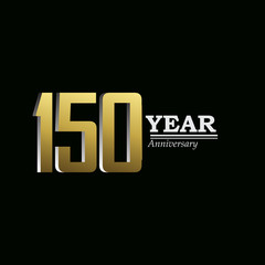 150 Years Anniversary Celebration Gold Vector Template Design Illustration