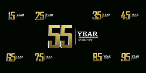 55 Years Anniversary Celebration Gold Vector Template Design Illustration