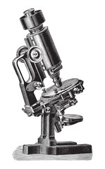Old microscope / vintage illustration from Brockhaus Konversations-Lexikon 1908
