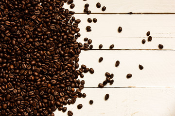 coffee beans on wooden background