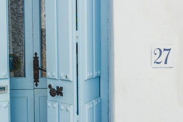 Nice typical blue door background of Frigiliana, Andalucia, Spain.