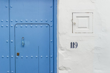 Nice typical blue door background of Frigiliana, Andalucia, Spain.