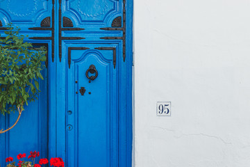 Nice typical blue door background of Frigiliana, Andalucia, Spain.