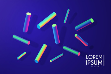 Abstract 3D neon color background. Motion of retro elements.