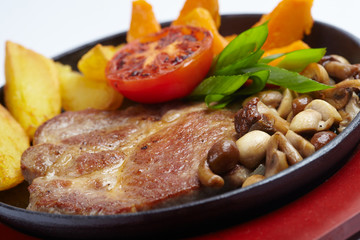 meat with potatoes and mushrooms