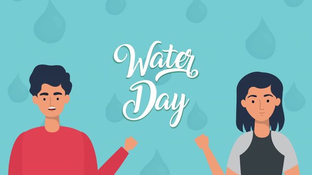 activist men in campaign for water day animation