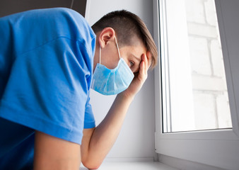 Young Man in Flu Mask