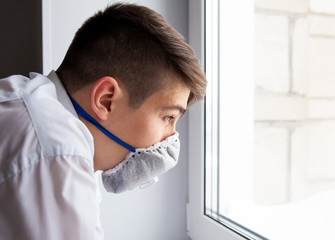 Young Man in Flu Mask