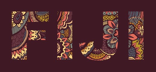 Inscription FIJI in the style of abstract hand drawing
