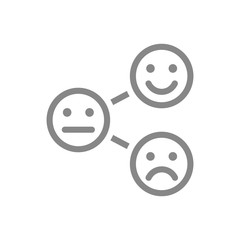 Level of satisfaction line icon. Range to assess the emotions from positive to negative symbol