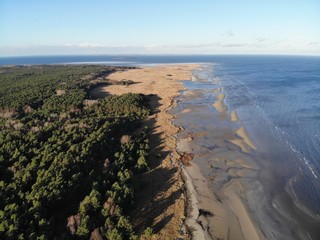 Aerial view of conservation area Peenemuender Haken. Struck and Ruden, Baltic Sea