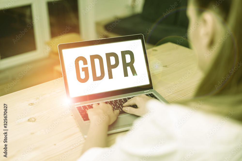 Poster writing note showing gdpr. business concept for regulation that protect the demonstratingal data and