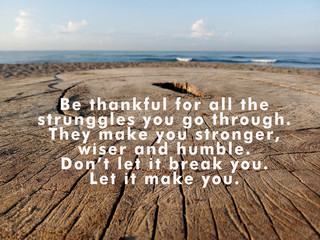Inspirational quote - Be thankful for all the struggles you go through. They make you stronger,...