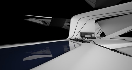 Fototapeta premium Abstract architectural black and white interior of a modern villa. 3D illustration and rendering.