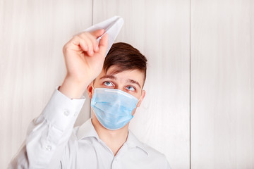 Young Man in Flu Mask