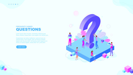 Trendy flat illustration. Frequently asked questions page concept. FAQ. Question mark. Template for your design works. Vector graphics.