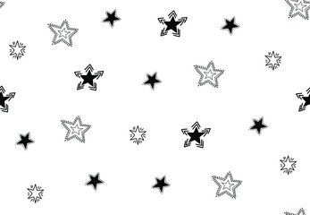 Black and withe seamless pattern with hand drawn stars. Vector creative texture for print, textile, apparel, fabric and wrapping