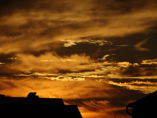 sunset over the town