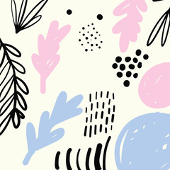 Modern abstract background for your design. Pink and blue colors. Brush strokes