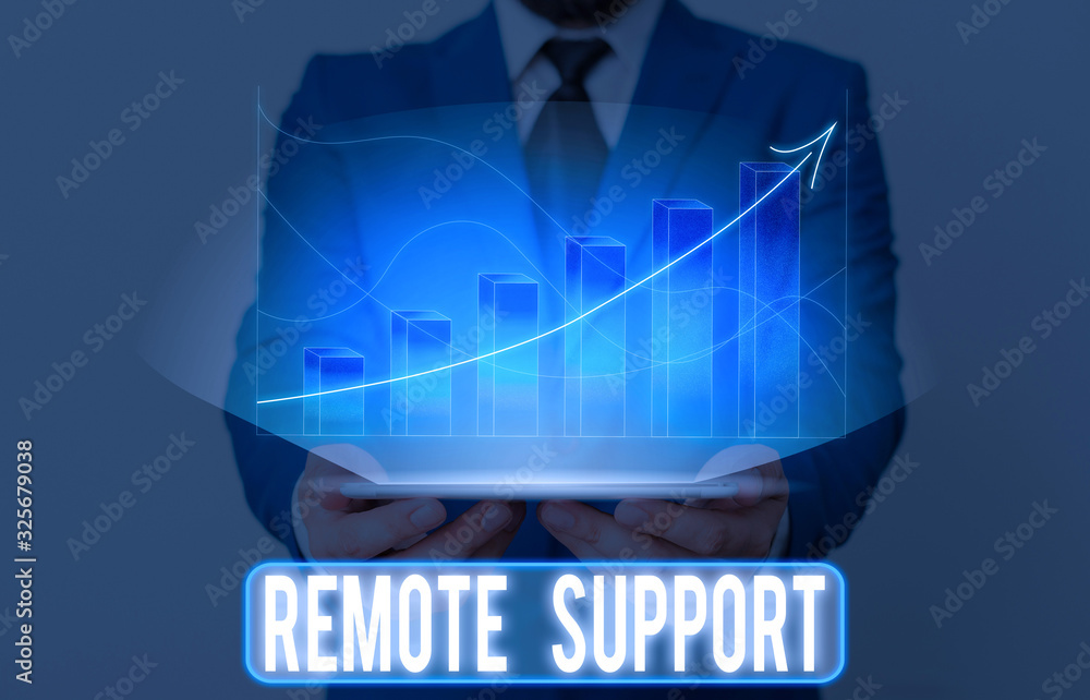 Poster word writing text remote support. business photo showcasing help endusers to solve computer problems