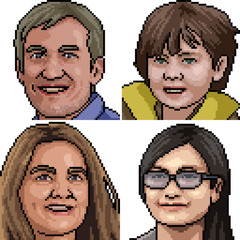 vector pixel art isolated face portrait