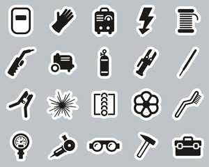 Welding & Welding Equipment Icons Black & White Sticker Set Big