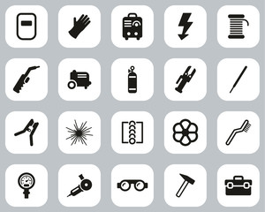 Welding & Welding Equipment Icons Black & White Flat Design Set Big