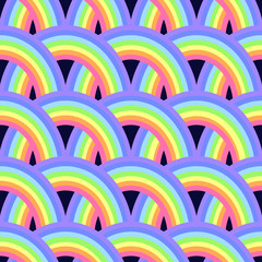 Seamless pattern with rainbow. Vector illustration for designing posters, cards, prints, stickers, wallpaper, fabric, textile, gift paper