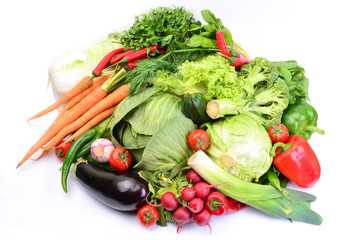 Vegetables on a white background