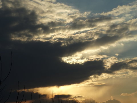 sunset over the clouds