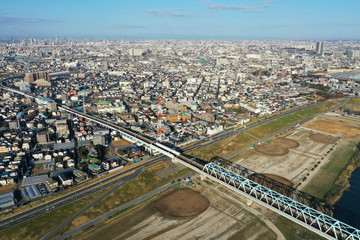 Fototapeta na wymiar 江戸川に架かる鉄橋