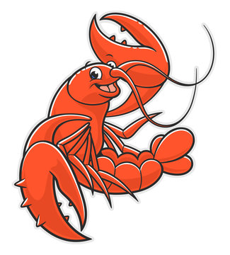 Funny cartoon red lobster