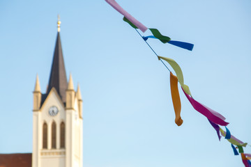 Festive ribbon in the city celebration