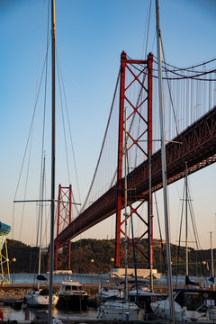 25 april bridge at sunset lisbon portugal