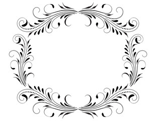 Decorative vintage frame with floral ornament and border in retro style isolated on white