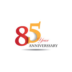 85 Years Anniversary Celebration Red And Orange Vector Template Design Illustration