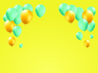 Balloons Floating in Yellow Pastel Background . Isolated Vector Elements