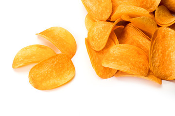 Potato chips isolated on white background