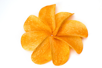 Potato chips isolated on white background