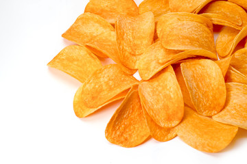 Potato chips isolated on white background