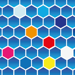 System of hexagons, and some random colors, vector image